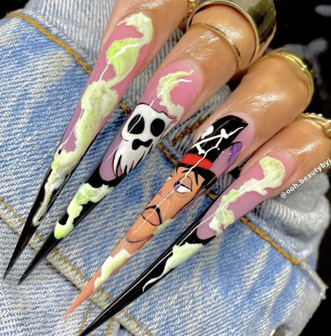 Halloween Xxl Nails, Dr Facilier Nails, Monster Inc Nails, Monster High Nails, Dr Facilier, Disney Acrylic Nails, Halloween Acrylic Nails, Gel Acrylic Nails, Grunge Nails