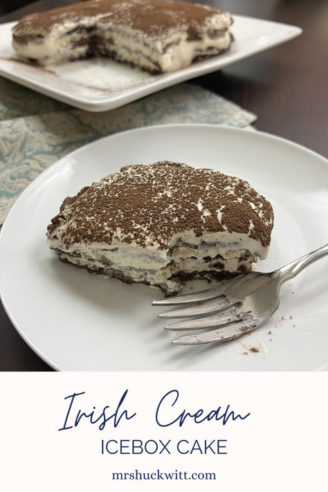 This recipe for icebox cake is an easy no bake dessert infused with the flavor of Irish cream. #iceboxcake, #dessert, #makeaheaddessert, #makeaheadrecipe, #baileys, #irishcream Holiday Sides, Make Ahead Desserts, Ice Box, Icebox Cake, Easy No Bake Desserts, Irish Cream, Make Ahead Meals, How Sweet Eats, No Bake Desserts