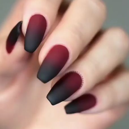 Black And Burgundy Nails, Burgundy Matte Nails, Black Coffin Nails, November Nails, Burgundy Nails, Nails 2020, Winter Nail Designs, Halloween Nail Designs, Gel Nail Designs