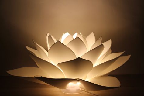 Lotus Flower Lamp, Lotus Sculpture, Lotus Lamp, Boho Lamp, Shop Image, White Lotus Flower, Shade Flowers, Flower Lamp, Fancy Lights