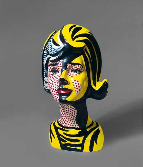 Roy Lichtenstein as Sculptor! Did you know he did not just design but sculpt in early 1960s? wood + ceramic • on view: Head With Red Shadow, 1965 • see Lichtenstein's sketches/sculptures/behind-scenes in Rizzoli book ed. by Germano Celant, publ. Skira 2013-11-05, 296p • see his works at Fondazione Vedova, Venice exhibition (Biennale Arte 2013) Colorful Horse Art, Roy Lichtenstein Pop Art, Red Shadow, Industrial Paintings, Comic Book Girl, Pop Art Images, Mannequin Art, Pop Art Movement, Robert Rauschenberg