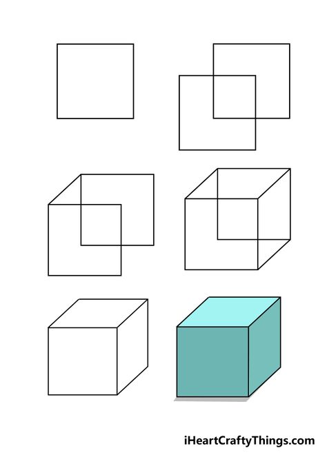 Cube Drawing - How To Draw A Cube Step By Step How To Draw A Cube Step By Step, How To Draw A Cube, How To Draw 3d Shapes, 3d Cube Drawing, 3d Beginner, Cube Draw, Pencil Shading Techniques, How Draw, Orthographic Drawing