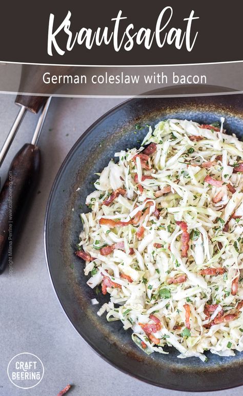 German Salads Authentic, Easy International Dinner Recipes, German Side Dishes Easy, German Salad Recipes, German Vegetable Side Dishes, German Dishes Traditional, German Slaw, German Food Recipes Authentic, German Coleslaw Recipe