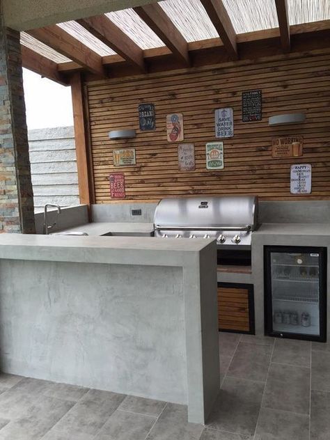 Beautiful Outdoor Furniture, Outdoor Kitchen Countertops, Outdoor Kitchen Decor, Outdoor Bbq Kitchen, Grill Area, Backyard Kitchen, Outdoor Kitchen Design Layout, Outdoor Furniture Decor, Outdoor Kitchen Patio