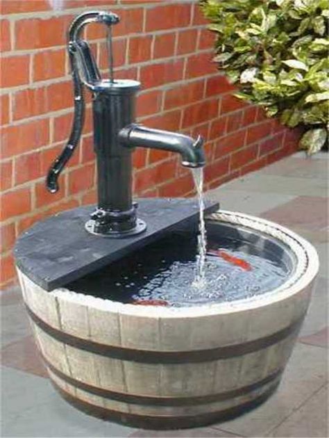 water pump Water Pump Ideas, Well Fountain, Old Water Pumps, Garden Water Pump, Hand Water Pump, Pond Aerator, Garden Water Features, Barrel Planter, Water Storage Tanks