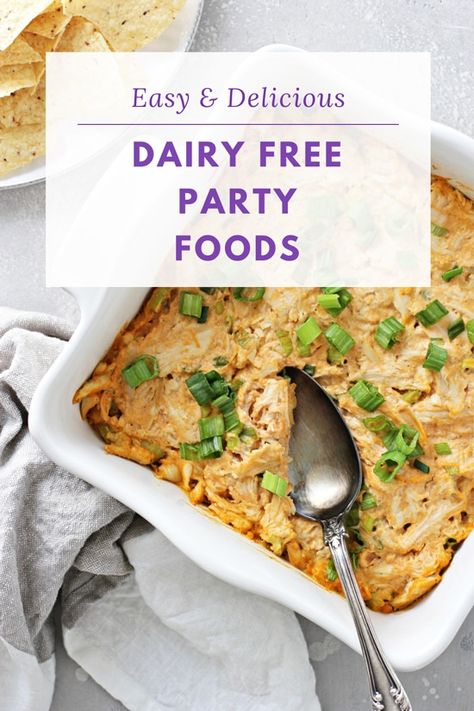 Dairy Free Game Day Appetizers, Potluck Dishes Dairy Free, Dairy Free Fall Appetizers, Dairy Free Pot Luck Dishes, Lactose Free Party Food, Dairy Free Date Night Dinner, No Cheese Dip Recipes, Dairy Free Crockpot Appetizers, Alpha Gal Appetizers