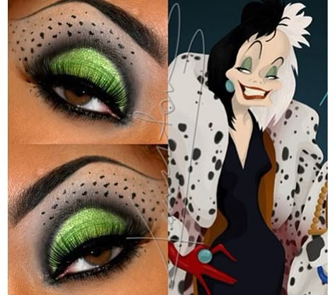 Halloween style Cruella Deville Makeup, Dalmatian Halloween, Fantasy Eyes, Cruella Costume, Halloweenský Makeup, Halloween Make-up Looks, Drag Make-up, Cruella Deville, Disney Makeup