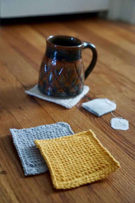 Fusilli Coaster – Knitting Pattern – Clover Needlecraft Coaster Knitting Pattern, Knit Coasters, Knitted Coasters, Knit Home Decor, Knit Coaster, Knitted Washcloth Patterns, Dishcloth Patterns Free, Coaster Ideas, Knitted Washcloths