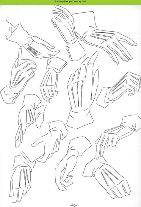 Gloves Drawing, Fashion Design Drawing, Fashion Figure Drawing, Drawing Hands, Hand Drawing Reference, Gloves Fashion, Drawing Fashion, Sketches Tutorial, Fashion Design Drawings