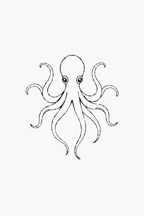 Check Out This Minimalist Octopus Line Drawing & 12+ Other Octopus Drawing Ideas! #drawingideas #drawinginspiration Tiny Octopus Drawing, Octopus Sketch Simple, Draw Octopus Easy, Octopus Drawing Simple, Octopus Line Drawing, Easy Octopus Drawing, Octopus Tentacles Drawing, Cute Octopus Drawing, Octopus Doodle