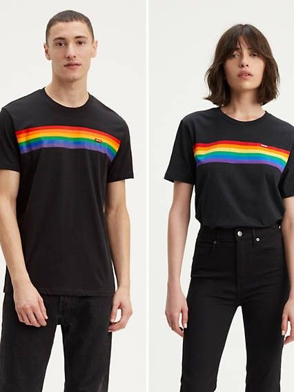 Lgbtq Clothing, Silly Clothes, Pride Collection, Trendy Shirt Designs, Gay Fashion, Black Levis, Stripe Tee, Pride Outfit, Pride Tshirts