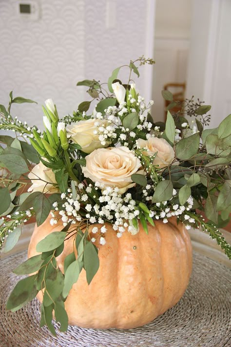 Easy Pumpkin Flower Arrangements-Including No-Carve - Hello Central Avenue | Thanksgiving flower arrangements, Pumpkin flower, Pumpkin floral arrangements Pumpkin Flower Arrangements, Pumpkin Centerpieces Diy, Pumpkin Flower Arrangement, Thanksgiving Flower Arrangements, Flower Arrangement Diy, Diy Flower Arrangement, Pumpkin Floral Arrangements, Fall Pumpkin Centerpieces, Thanksgiving Floral