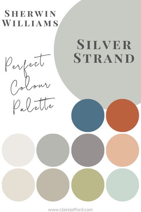 Silver Strand Perfect Colour Palette, sherwin williams color review, colour review, colour palette Colours That Go With Silver, Silver Complimentary Colors, Grey Silver Color Palette, Gray White Color Palette, Silver Color Palette Colour Schemes, Silver Pallete Color, Grey Palette Colour Schemes, Silver Strand Coordinating Colors, Grey Complimentary Colors