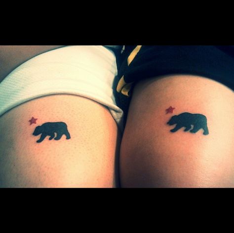 Tiny Black Bear Tattoo, Cali Bear Tattoo, California Bear Tattoo, California Bear Tattoos, Cali Tattoo, Black Bear Tattoo, California Tattoo, Nice Tattoos, Bear Tattoos