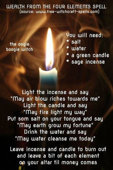 Wealth From the Four Elements Spell Money Spells Magic, White Magic Spells, Prosperity Spell, Hoodoo Spells, Money Spells That Work, Spells For Beginners, Luck Spells, Magic Spell Book, Witchy Tips