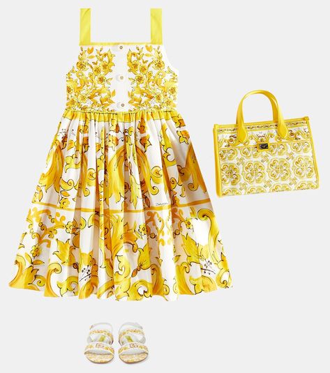 Printed leather sandals in yellow - Dolce Gabbana Kids | Mytheresa Dolce And Gabbana Pink Dress, Dolce And Gabbana Shopping Bag, Dolce And Gabbana Fabric Print, Dolce And Gabbana Tile Print Dress, Designer Shopping, Lemon Print Dress Dolce & Gabbana, Cotton Poplin Dress, Fitness Gear, Girls Shoes Kids