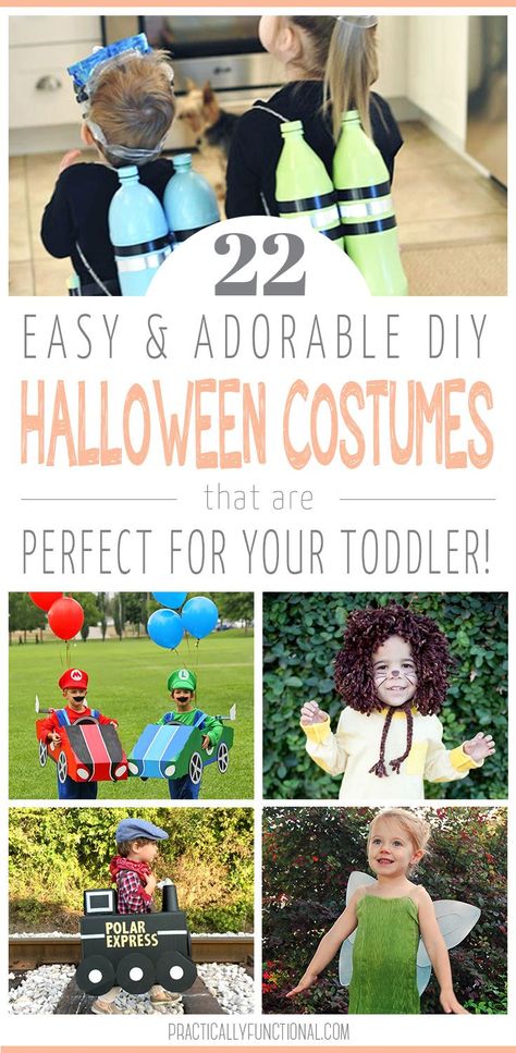 Get creative this Halloween and make one of these easy and cute DIY toddler Halloween costumes! Unique Toddler Halloween Costumes Girl, Toddler Costume Ideas, Diy Toddler Halloween Costumes, Kids Halloween Costumes For Boys, Halloween Costumes For Siblings, Costumes For Siblings, Halloween Costume Ideas Kids, Sew Costume, Halloween Costumes Easy