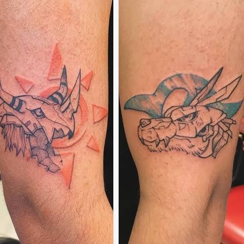 Digimon Tattoo Ideas, Digimon Tattoo, Tattoo Pierna, Video Game Tattoos, Nerdy Tattoos, Best Casual Shirts, Tattoo Anime, Digimon Wallpaper, Digimon Digital Monsters