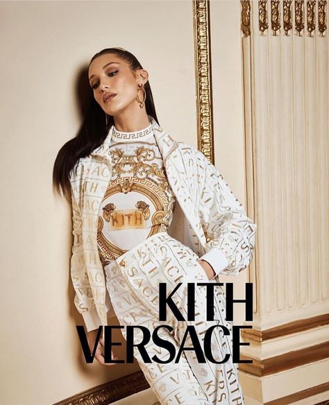 Bella Hadid by Pierre Toussaint for Kith X Versace Versace 2019, Gigi Bella, Lucky Blue Smith, Fashion Ads, Baby Bells, Hadid Sisters, Campaign Fashion, Ad Campaigns, Wall Posters