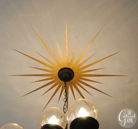 Dining Room Updates: Sunburst Medallion - adore this! I wanted a tin ceiling in my dining room, but now.... maybe just the sunburst! Painting Around Ceiling Light, Sun Burst Ceiling Light, Sunburst Ceiling Medallion, Starburst Ceiling Light, Paint Around Ceiling Light, Sunburst Ceiling Light, Starburst Ceiling Medallion, Star Ceiling Medallion, Sun Ceiling Design