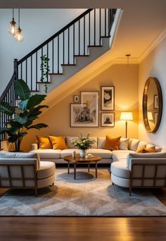 Under Stairs Decoration Ideas Luxury, Small Living Room Under Stairs, Underneath Stairs Ideas, Lounge With Stairs In Living Rooms, Sofa Under Stairs Living Room, Under Stairs Tv Unit Ideas, Under Stairs Ideas Living Room, Couch Under Stairs, Under Stairs Room Ideas