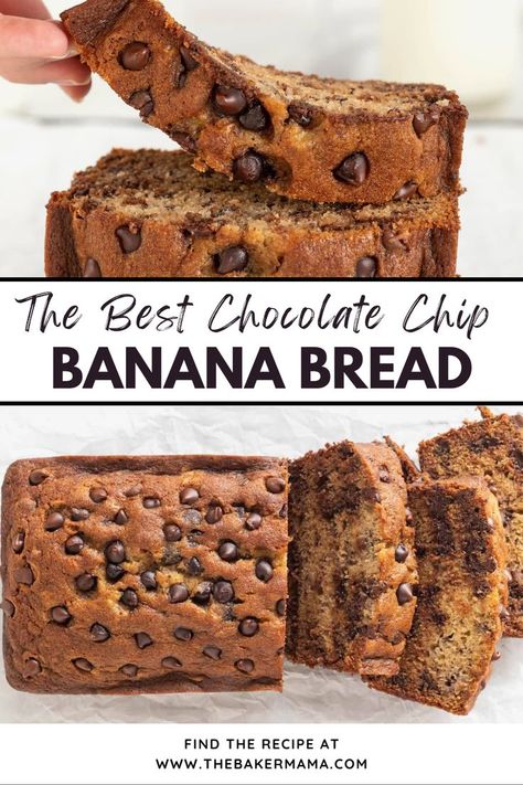 Looking for a simple and tasty treat, this Chocolate Chip Banana Bread recipe fits the bill. It's the perfect combination of sweet bananas and chocolate chips. This banana bread recipe has just the right amount of semi-sweet chocolate so it’s not overly sweet. Great for breakfast, snacks, or dessert. This easy recipe is a family favorite. It’s a perfect way to use up those overripe bananas! Chocolate Banana Walnut Bread, Chocolate Chip Banana Bread Recipe 2 Bananas, Dutch Oven Banana Bread Recipe, Protein Chocolate Chip Banana Bread, Moist Chocolate Banana Bread, Banana Walnut Chocolate Chip Bread, Homemade Chocolate Chip Banana Bread, Banana Bread With Chocolate Chips Recipe, Yummy Banana Bread Recipes