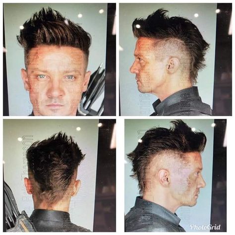 Jeremy Renner Haircut, Fade Designs Mens, Hawkeye Haircut, Y2k Boy, Guy Hair, Hair Cut Guide, Mohawk Hairstyles Men, 2025 Goals, Grey Hair Men