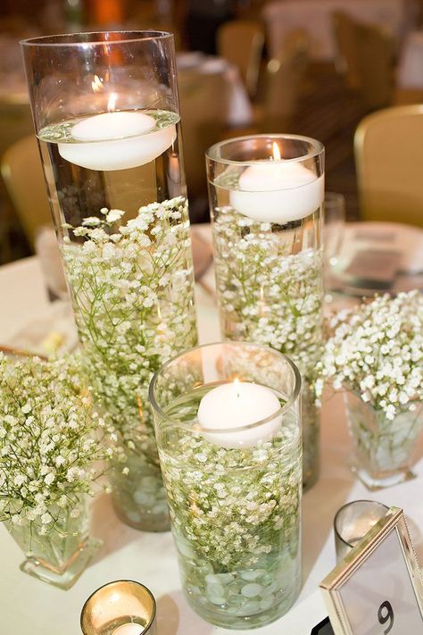 Look how pretty baby's breath looks submerged in water with floating candles on top. Couples Kiss, Candle Lit Wedding, Winter Wedding Planning, Boyfriend Instagram, Wedding Happy, Rustic Wedding Decorations, Boda Diy, Babies Breath, Girl Smile