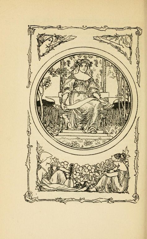 Poems. Illus. by Robert Anning Bell, and introd. by Walter Raleigh Robert Anning Bell, Golden Aesthetics, Fairytale Ink Illustration, Fairy Tale Illustrations Classic, Old Fairy Tale Illustrations, Walter Raleigh, Bookplate Design, Antique Fairy Tale Illustrations, Nouveau Illustration