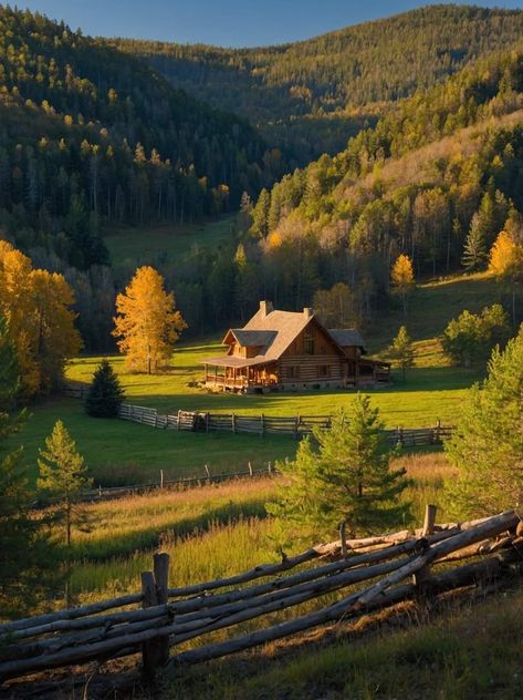 Wyoming Aesthetic House, Montana House Aesthetic, Ranch Aesthetic House, Colorado Ranch House, Farmlife Aesthetic, House In Montana, Home On Land, Mountain Farmhouse, Colorado Ranch