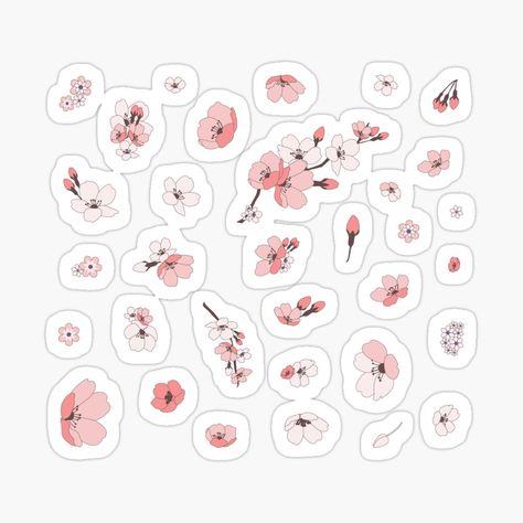 "Sakura Japanese Cherry Blossom Sticker Set - White" Poster by StinkPad | Redbubble Cherry Blossom Sticker Printable, Cherry Blossom Sticker, Blackpink Stickers, Winnie The Pooh Drawing, Sakura Japanese, Japan Cherry Blossom, Dancing Drawings, Print Journal, Stickers Aesthetic