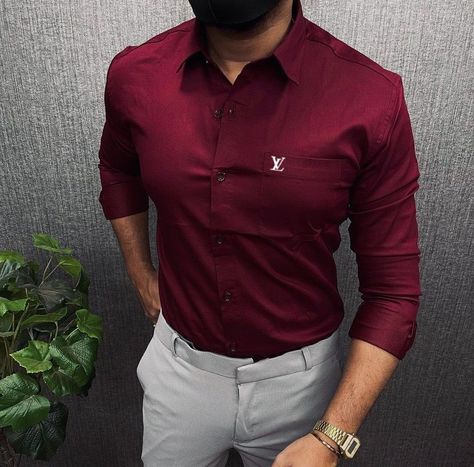 Engagement Outfit For Man, Formal Pant Shirt, Red Shirt Outfits, Formal Dress For Men, Guys Fashion Casual, Formal Pant, Textile Business, Shirt Outfit Men, Swag Quotes