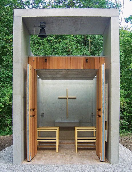 A look at some of the world’s most beautiful contemporary private chapels | Architectural Digest Church Design Architecture, Prayer Garden, Altar Design, Modern Church, Outdoor Sauna, Sacred Architecture, Religious Architecture, Home Altar, Church Architecture