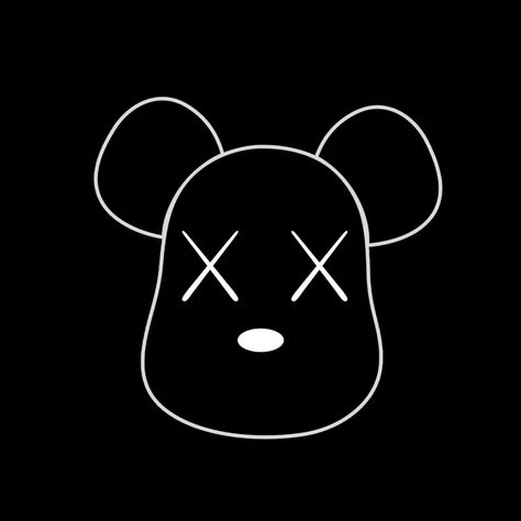 Kaws Widget Black, Kaws Tattoo Design, Bearbrick Design, Kaws Logo, Bearbrick Art, Kaws Painting, Doodle Bear, Ipad Widgets, Bart Simpson Art