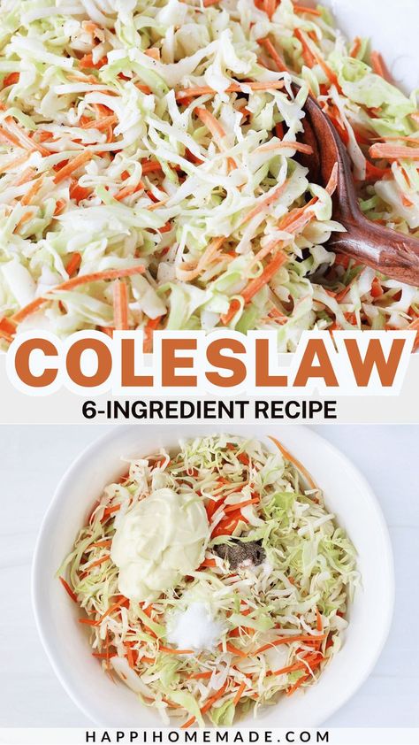 This Easy Coleslaw Recipe is the perfect dish for summer! Crisp and tangy, it’s easy to make and comes together with six simple ingredients. Serve it as a side at summer potlucks, or use it to add texture and flavor to all your favorite recipes! Simple Coleslaw Recipe, Apple Cider Vinegar Coleslaw, Healthy Slaw, Easy Coleslaw Recipe, How To Make Coleslaw, Best Coleslaw Recipe, Easy Coleslaw, Coleslaw Recipe Easy, Summer Potluck