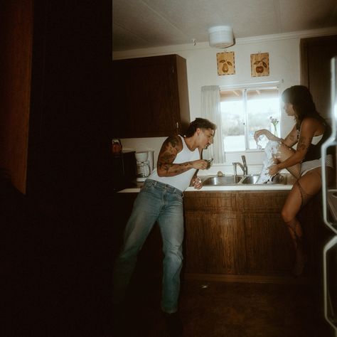 trailer park aesthetic ✨ content shoot: @fromthedaisies models: @ladyheifer @rawhide_ron Trailer Park Couple, Trailer Park Aesthetic, Western Couple Photoshoot, Western Couple, Park Aesthetic, Traditional Engagement, Indoor Family, Aesthetic Content, Family Shoot