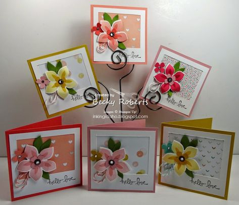 Polaroid Idea, 3x3 Cards, Note Card Gifts, Cards With Flowers, Mini Cards, Post It Note, Flower Patch, Square Card, Card Making Inspiration