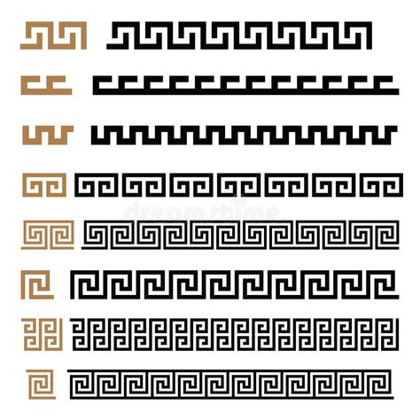 Greek Art Patterns, Greek Art Design, Greek Art Illustration, Greek Motifs Design, Greek Key Pattern Tattoo, Greek Ornament Tattoo, Greek Motifs Pattern, Greek Prints Pattern, Ancient Greece Design