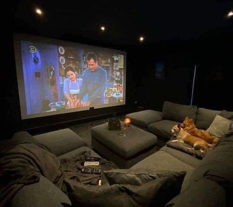 13 Small Home Theatre Room Ideas and Layouts - GoTinySpace Movie Room Sofa Ideas, Cozy Theater Room Ideas, Home Theatre Ideas, Small Media Room Ideas, Small Home Theater Ideas, Small Home Theatre, Theater Couches, Small Home Theater Rooms, Home Theatre Room Ideas