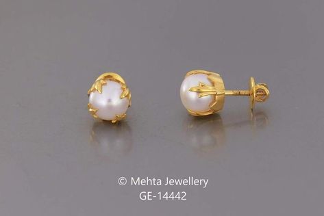 Gold Pearl Studs, Pearl Studs Earrings Gold Indian, Pearl Studs Earrings Gold, Pearl Earrings Studs, Small Earrings Gold, Pearl Earrings Designs, Gold Jewelry Outfits, Gold Earrings Models, Gold Earrings Wedding