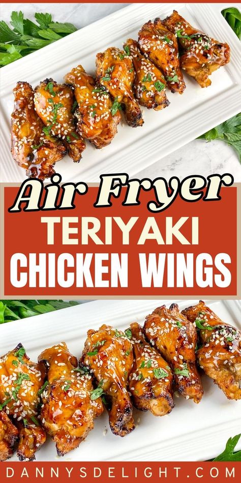 Air fryer teriyaki chicken wings - these delicious chicken wings are so easy to make with a homemade gluten free teriyaki sauce in an air fryer. These homemade air fryer chicken wings will be your go to recipe forever, I bet. Air Fryer Recipes Chicken Wings Crispy, Hawaiian Chicken Wings, Air Fryer Teriyaki Chicken, Teriyaki Chicken Wings Recipe, Gluten Free Teriyaki, Gluten Free Teriyaki Sauce, Spicy Chicken Bites, Air Fryer Recipes Chicken Wings, Teriyaki Wings