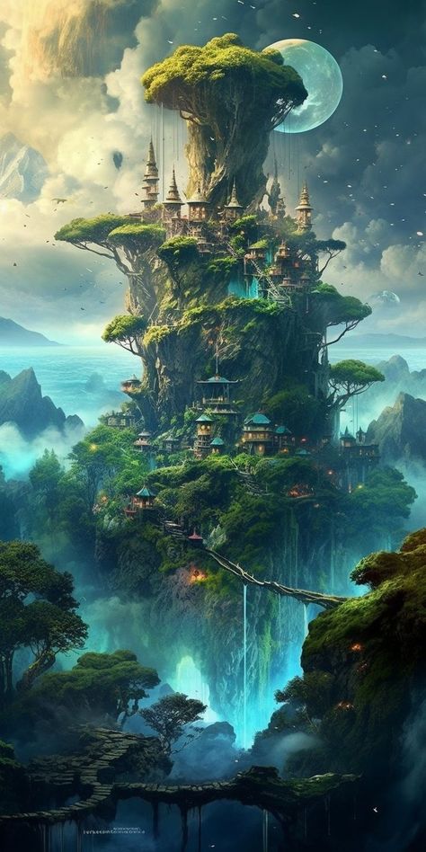 Fantasy Forest, Fantasy City, Fantasy Castle, Fantasy Setting, Fantasy Places, Cool Wallpapers Art, Fantasy Art Landscapes, Fantasy Aesthetic, Fantasy Concept Art