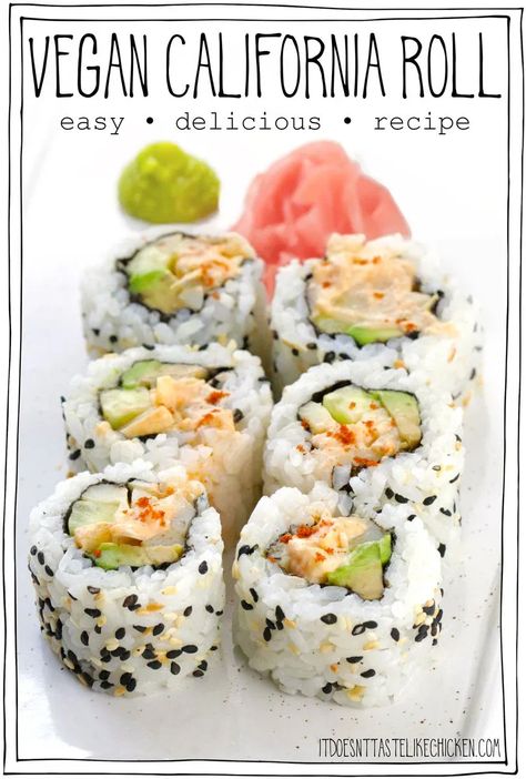 California Roll Recipes, Vegan Sushi Rolls, California Roll Sushi, Sushi Aesthetic, Sushi Platte, Veggie Sushi, Vegetarian Sushi, Sushi Roll Recipes, Roll Sushi