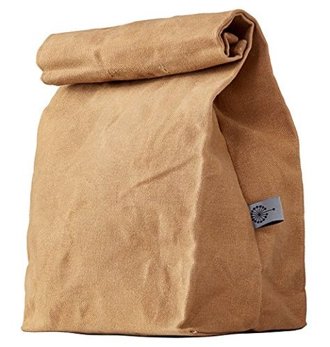 My friend in DC used this. It's a perfect for holding a sixer of beer. I think it would be super easy to make. I think we could add value over some of the others out there by lining it. Waxed Canvas Lunch Bag, Lunch Boxes For Men, Mens Lunch Bag, Canvas Lunch Bag, Cool Lunch Boxes, Canvas Purse, Brown Paper Bag, Produce Bags, Brown Bag