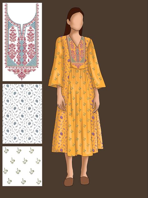 Kurti Flat Sketch, Casual Dress Sketch, Kurta Flat Sketch, Kurta Sketch, Kurta Illustration, Kurti Illustration, Life Is Boring, Bride Fashion Illustration, Textile Pattern Design Fashion