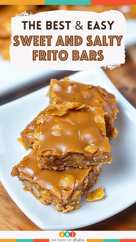 These Sweet and Salty Frito Bars are the perfect balance of crunchy, sweet, and salty! With just a few simple ingredients—Fritos, chocolate chips, peanut butter, and a quick sugar syrup—this no-bake recipe comes together in just 15 minutes. Whether you're making them for a party or a quick treat at home, they’re sure to be a hit. Try them today and see how fast they disappear! Sweet And Salty Bars, Peanut Butter Fritos Recipe, Frito Dessert, Frito Bars Recipe, Frito Bars, Frito Recipe, Salty Desserts, Salty Sweet Snacks, Quick Treats