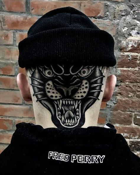 Traditional Head Tattoo, Traditional Tattoo Neck, Traditional Neck Tattoo, Shade Tattoo, Dj Tattoo, Raiders Tattoos, Old School Ink, Traditional Black Tattoo, Tattoo Neck