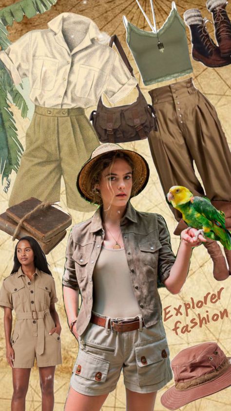 #fashion #fashioninspo Jungle Costume, Safari Clothes, Africa Safari Clothes, Jungle Outfit, Explorer Costume, Safari Costume, Safari Outfit, Safari Outfits, Safari Theme Birthday