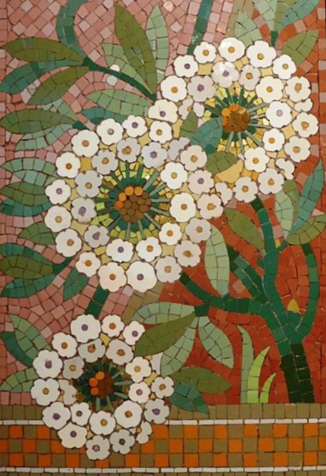 Art Nouveau Mosaic, Mosiac Tile Pattern, Mosaic Aesthetic, Spanish Mosaic, Mosaic Leaves, Art Deco Mosaic, Floral Mosaic Tile, Casa Mila, Mosaic Mural