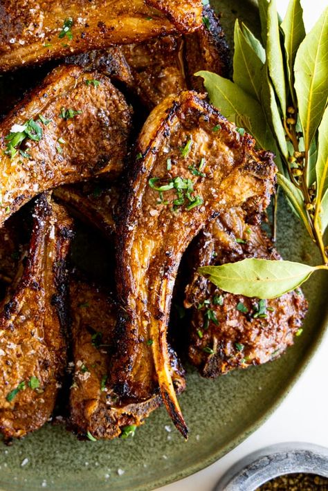 Lamb Chops Recipe Air Fryer, Air Fried Lamb Chops, Air Fry Lamb Chops, Air Fryer Lamb Chop Recipes, Lamb Chops In Air Fryer, Air Fryer Lamb Chops, Air Fryer Lamb, Roasted Lamb Chops, Lamp Chops